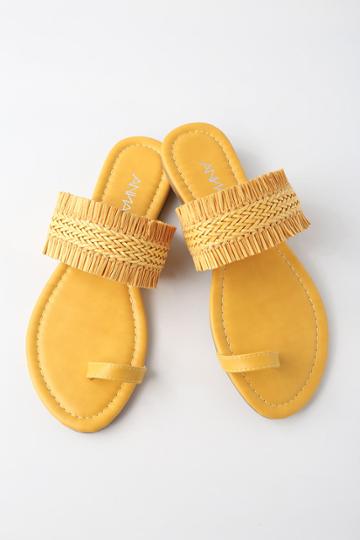 Bella Marie Itzel Yellow Flat Sandal Heels | Lulus