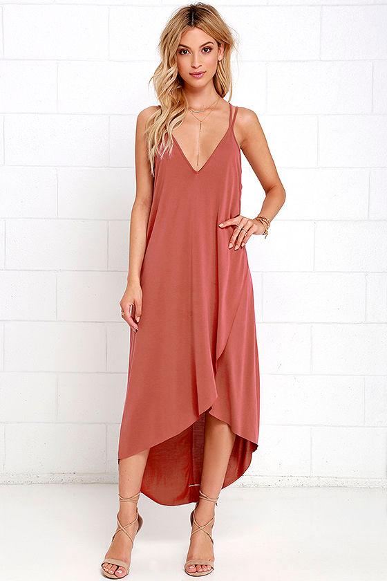 Lush Mood And Melody Washed Red High-low Dress | Lulus