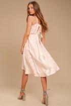 O'neill | Uli Blush Pink Print Midi Dress | Size Large | 100% Cotton | Lulus