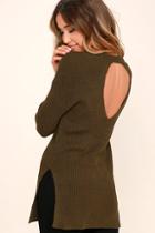Lush Chill Zone Olive Green Backless Sweater