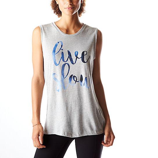 Lucy Graphic Tank- Live Slow Script