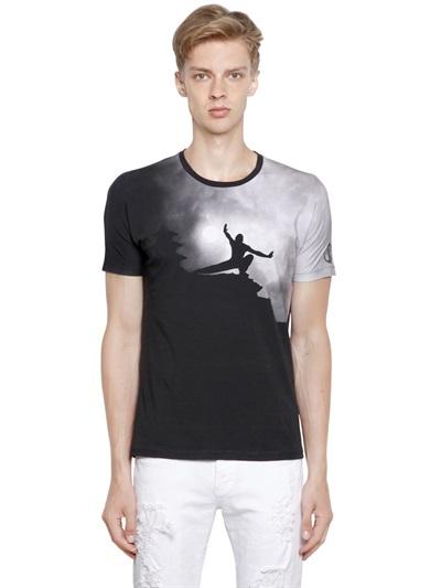 Dirk Bikkembergs Martial Arts Print Cotton Jersey T-shirt