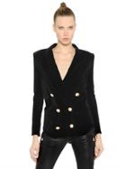 Balmain Double Breasted Cotton Velvet Jacket