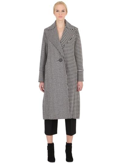 Edun Raw Cut Edges Lambswool Plaid Coat