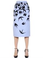 Rochas Patches Wool Blend Mikado Pencil Skirt