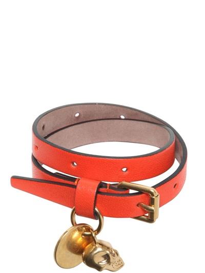 Alexander Mcqueen Skull Charm Leather Bracelet