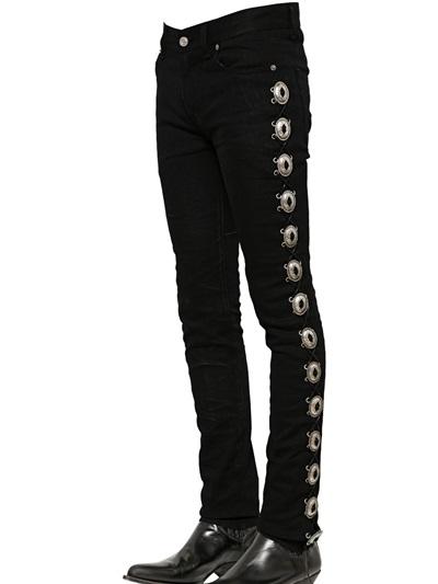 Saint Laurent 15cm Laced-up Cotton Denim Jeans