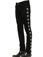 Saint Laurent 15cm Laced-up Cotton Denim Jeans