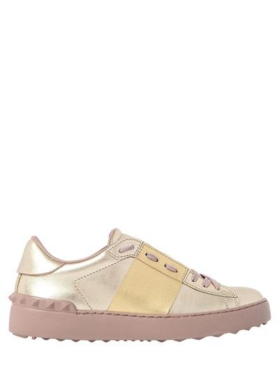 Valentino Open Metallic Leather Sneakers