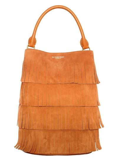 Burberry Prorsum Fringed Suede On Leather Tote Bag