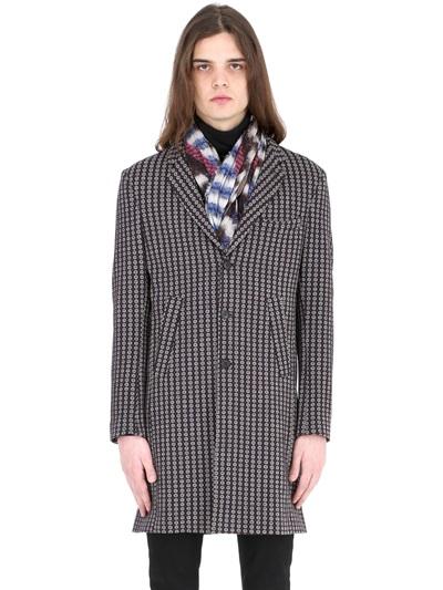 Up To One Psychedelic Wool Blend Jacquard Coat