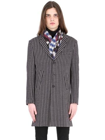Up To One Psychedelic Wool Blend Jacquard Coat