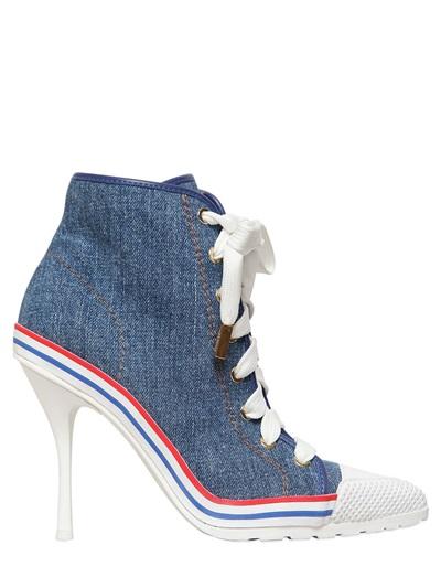 Moschino 100mm Denim Sneaker Style Boots