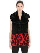 De'hart Heart Printed Faux Fur Vest