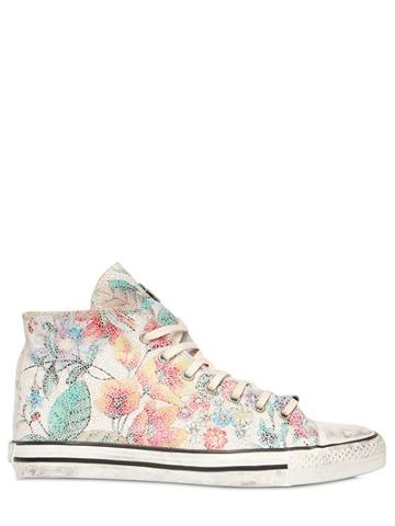 Black Dioniso - Floral Mosaic Leather High Top Sneakers
