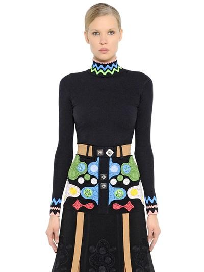 Peter Pilotto Zigzag Turtleneck Lycra Top