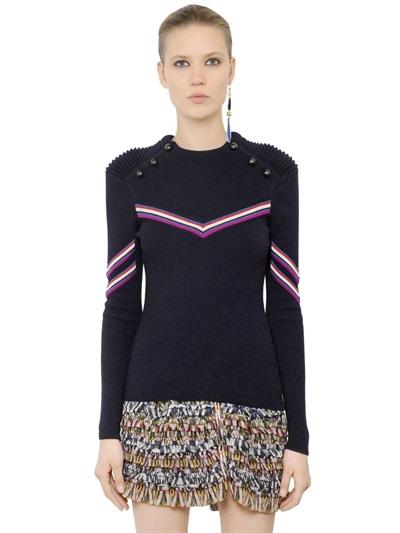 Isabel Marant Wool Sweater With Button & Ribbed Detail