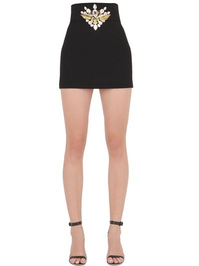 Stefano De Lellis Embellished Wool Crepe Skirt