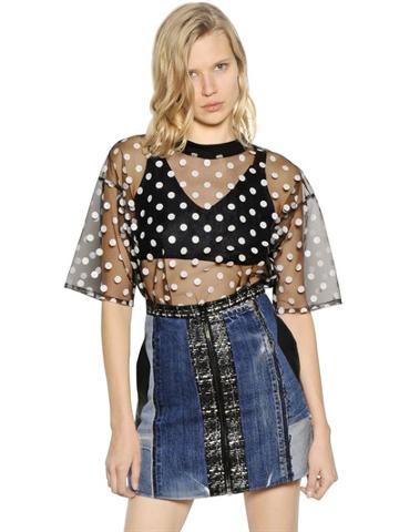 Vinti Andrews Polka Dot Tulle Top