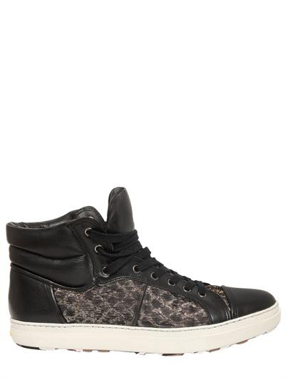 Miharayasuhiro Woven Silk & Leather Sneakers