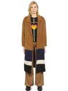 Mother Of Pearl Striped Wool Blend Coat