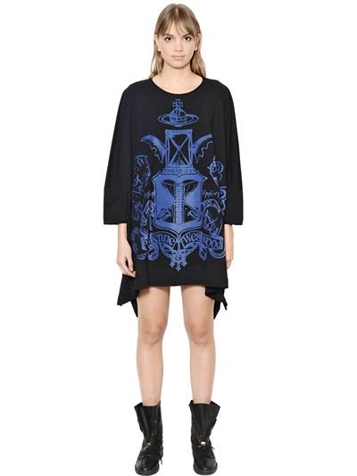 Vivienne Westwood Anglomania Elephant Crest Print Cotton Jersey Dress