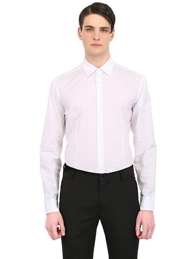 Daniele Alessandrini Grey Slim Fit Stretch Cotton Poplin Shirt