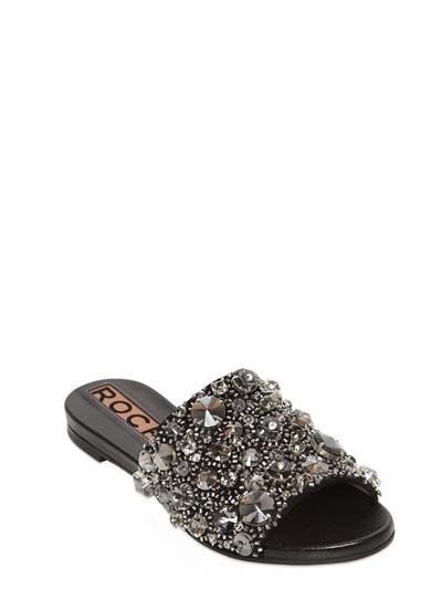 Rochas 10mm Embellished Suede Slide Sandals
