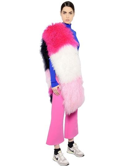 Msgm Patchwork Mongolia Fur Stole