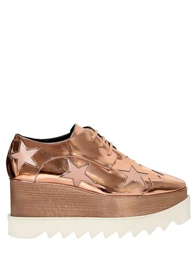 Stella Mccartney 75mm Elise Metallic Faux Leather Wedges