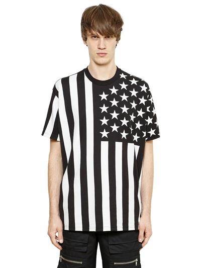 Givenchy Usa Flag Print Columbian Cotton T-shirt