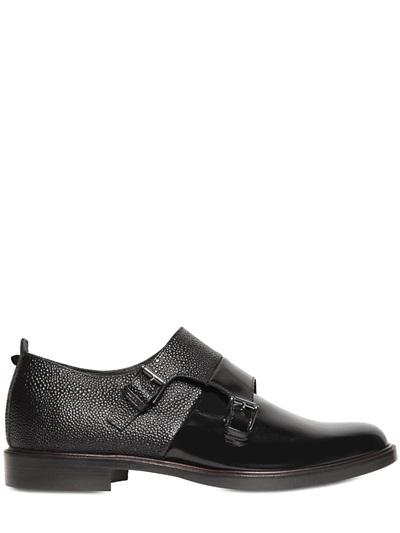 Giacomorelli Brushed & Embossed Leather Monk Shoes