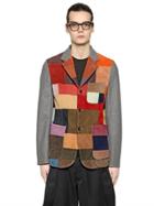 Comme Des Garcons Shirt Suede Patchwork & Wool Blazer