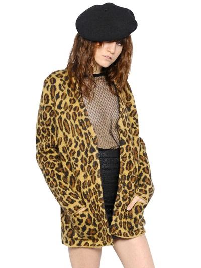 Saint Laurent Leopard Mohair Blend Cardigan