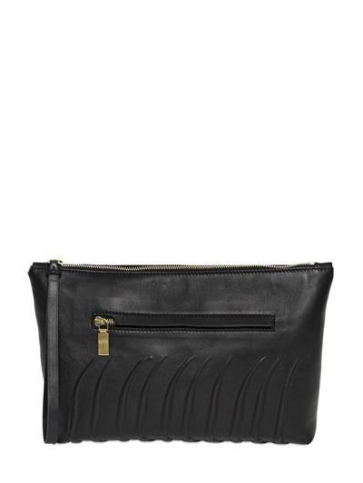 Alexander Mcqueen Rib Cage Embossed Leather Pouch