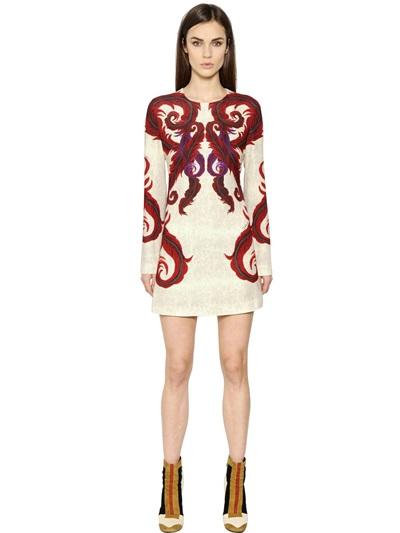 Just Cavalli Feather Printed Viscose Jersey Dress