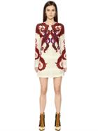 Just Cavalli Feather Printed Viscose Jersey Dress