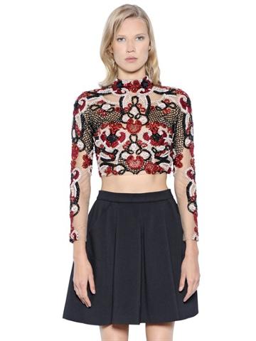Pat Bo Embellished Tulle Top