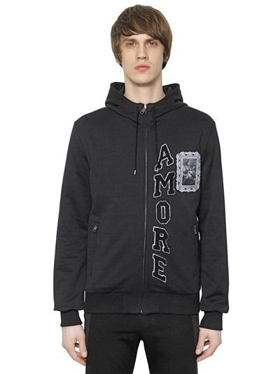 Dolce & Gabbana Hooded Cotton Sweatshirt W/ Patches