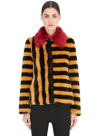 De'hart Striped Faux Fur Jacket