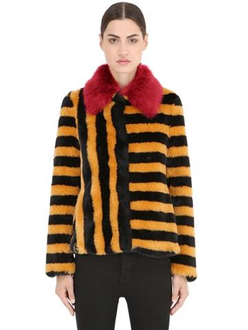 De'hart Striped Faux Fur Jacket