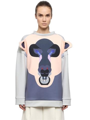 Yang Du Bear Printed Neoprene Sweatshirt
