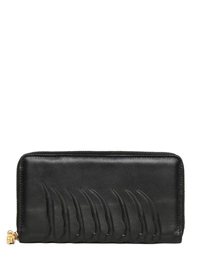 Alexander Mcqueen Rib Cage Leather Zip Around Wallet