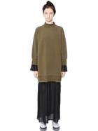 Mm6 Di Maison Margiela Oversized Cotton Fleece & Chiffon Dress