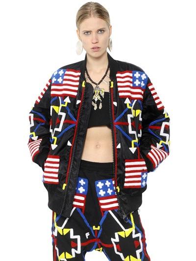 Ktz Flag Patched Nylon Bomber Jacket