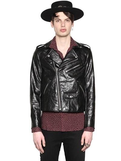 April 77 Wrinkled Faux Leather Biker Jacket