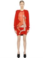 Christopher Kane Lace Insert Wool Blend Sweater Dress