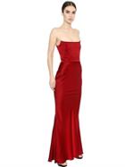 Alexander Mcqueen Strapless Fluid Satin Bustier Dress