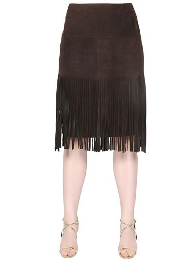 Marina Rinaldi - Fringed Suede Mini Skirt