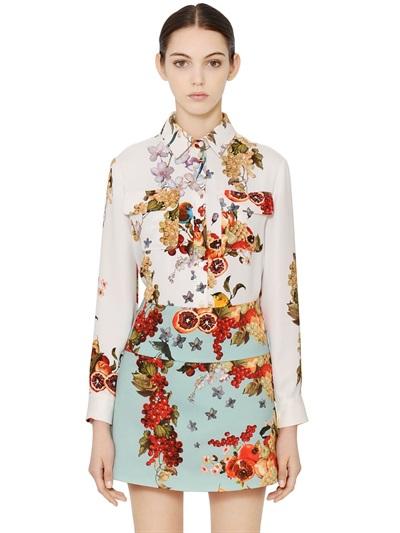 Blugirl Floral & Fruit Printed Crepe Shirt